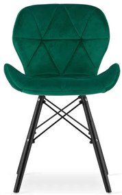 Set troch jedálenských stoličiek LAGO zamat zelené (čierne nohy) (3ks)