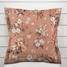 Biante Bavlnená obliečka na vankúš s lemom Sandra SA-738 Ruže a konvalinky na hnedoružovom 40 x 60 cm