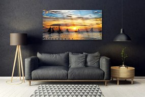 Obraz plexi Loďky more slnko krajina 120x60 cm
