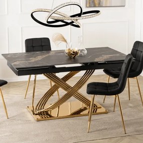 Rozkladací stôl RONNY 160–240 cm Čierny mramor / Zlatá