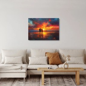 Sklenený obraz - Prechádzka na pláži (70x50 cm)