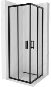 Mexen Rio, štvorcový sprchovací kút s posuvnými dverami 70(dvere) x 70(dvere) x 190 cm, 6mm číre sklo, čierny profil, 860-070-070-70-00