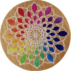 AMADEA Drevená krabička guľatá mandala, masívne drevo, 8 cm, český výrobok