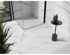 Mexen Stone+, štvorcová vanička z minerálneho kompozitu 90 x 90 cm, biela, biela krytka, 44109090-W