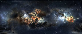 Obraz - Vesmír s hmlovinou (120x50 cm)