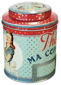 Dóza na čaj "Miss Fifties" 9x11.5 cm, plech