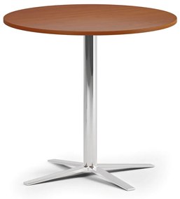Konferenčný stolík AURA, priemer 80 cm, chróm podnož, čerešňa