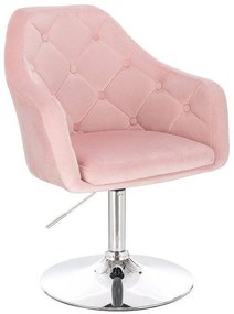 LuxuryForm DESIGN Kreslo ANDORA VELUR na striebornom tanieri - svetlo ružové