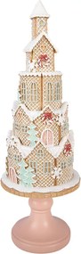 Vianočná dekorácia veža z domčekov v tvare stromčeka Gingerbread – Ø 14*40 cm