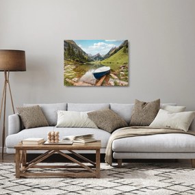 Sklenený obraz - Seealpsee, jazero Švajčiarska (70x50 cm)