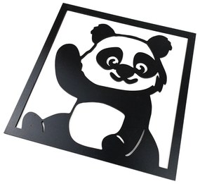 Veselá Stena Drevená nástenná čierna dekorácia Roztomilá panda