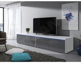TV stolík Coral Mirjan XI Double (biela + šedý lesk). Vlastná spoľahlivá doprava až k Vám domov. 1058400