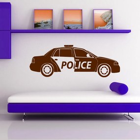 Veselá Stena Samolepka na stenu na stenu Policajné autíčko Farba: čierna