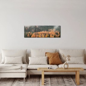 Obraz - Jesenný les (s hodinami) (90x30 cm)