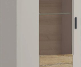 Vysoká vitrína Romy, šedá/dub