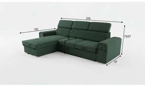 Univerzálna rohová rozkladacia sedacia súprava do L s úložným priestorom SALVADA zelená