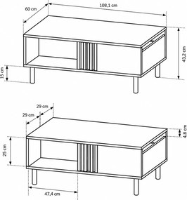 KONFERENČNÝ STOLÍK DORIAN DUB ARTISAN + ANTRACIT 100 cm