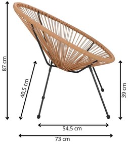 Záhradné kreslo oválne, výška 87 cm, odtiene béžovej a hnedej Springos -GF0084