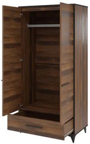 Izbová skriňa Lilly S2D1S, Farba:: shirin walnut / shirin walnut + čierna