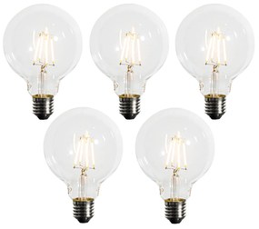 Sada 5 ks Stmievateľná LED žiarovka E27 G95 5W 450lm 2200K