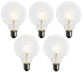 Sada 5 ks Stmievateľná LED žiarovka E27 G95 5W 450lm 2200K