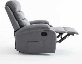 Relaxačné polohovacie TV kreslo VELORA — látka, sivá, nosnosť 130 kg