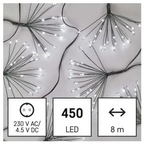 LED svetelná reťaz – svietiace trsy, nano, 8 m, vnútorná, studená biela, časovač