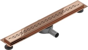 Mexen Flat 360°, lineárny podlahový žľab 70 cm, ružové zlato, 1623070-40