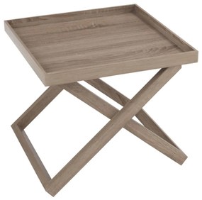 Hnedý drevený odkladací stolík s podnosom Butlertray - 52*52*46cm