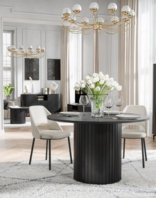 Okrúhly stôl 120 cm s drážkovaným základom čierny ZANTE ZA8