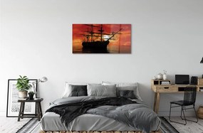 Obraz na skle Loď more neba mraky slnko 100x50 cm