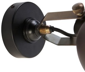 Priemyselná nástenná lampa čierna so zlatom nastaviteľná - Liko