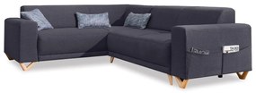 Antracitová rozkladacia/s úložným priestorom rohová pohovka (ľavý roh/do L) Classy Sophie – Miuform