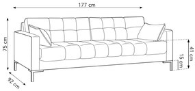 Trojmiestna pohovka mamaia 177 cm svetlosivá MUZZA