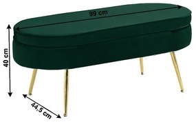 Luxusný taburet, smaragdová Velvet látka/chróm zlatý, Art-deco, NOBLIN TYP 2