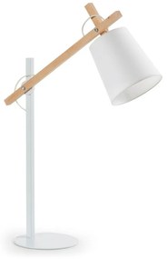 Biela stolová lampa z masívu akácie s textilným tienidlom (výška 65 cm) Kosta – Kave Home