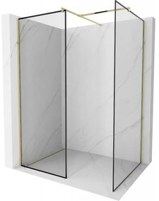 Mexen Kioto sprchová stena Walk-in 100 x 100 cm, čierny vzor, zlatá - 800-100-202-50-70-100