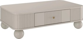 Kávový stolík Vesper 103x60 cm so zásuvkou - kasmír / zlaté úchyty / guľové nohy