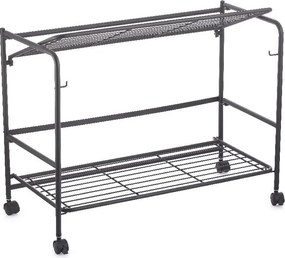CONFORTIME 2. akosť - Pojazdný regál, skladacia polica 2 poschodová XXL - 67 x 30 x 45 cm, čierna