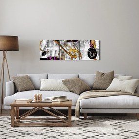Obraz abstrakcie (s hodinami) (90x30 cm)