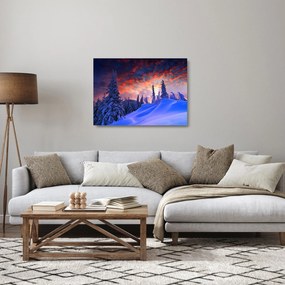 Sklenený obraz - Zimný súmrak (70x50 cm)