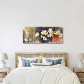 Obraz - Biele magnólie, maľba (120x50 cm)