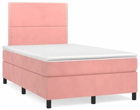 Boxspring posteľ s matracom, ružová 120x190 cm, zamat 3269994
