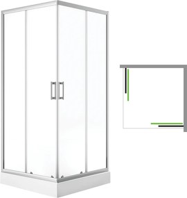 Laveo Štvorcový sprchovací kút Desna 80x80 cm - JKDD086K, chróm + vanička