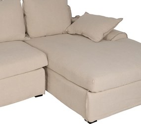 Krémová ľanová rohová pohovka (pravý roh/s leňoškou) – Ixia