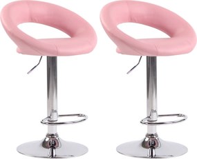 2x Barová stoličkaOlinda - koženka, chróm rám - ružová