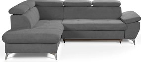 Rohová sedacia súprava Gisele, stredne šedá látka, ľavý roh