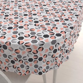Biante Dekoračný oválny obrus Leona LN-031 Lososovo-sivé hexagóny 100x140 cm