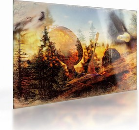 Sklenený obraz - Šamanský motív (70x50 cm)
