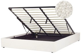 Buklé posteľ s úložným priestorom 180 x 200 cm krémová biela DINAN Beliani